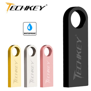 TECHKEY USB Flash Drive: Stylish Waterproof Memory Stick - Silver Metal Design  computerlum.com   