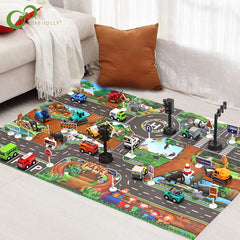 City Traffic Road Map Baby Play Mat: Interactive City Car Parking Game