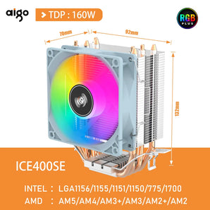 Aigo CPU Cooler: Powerful RGB Cooling for Intel & AMD Systems  computerlum.com ICE400SE WHITE Fixed Color