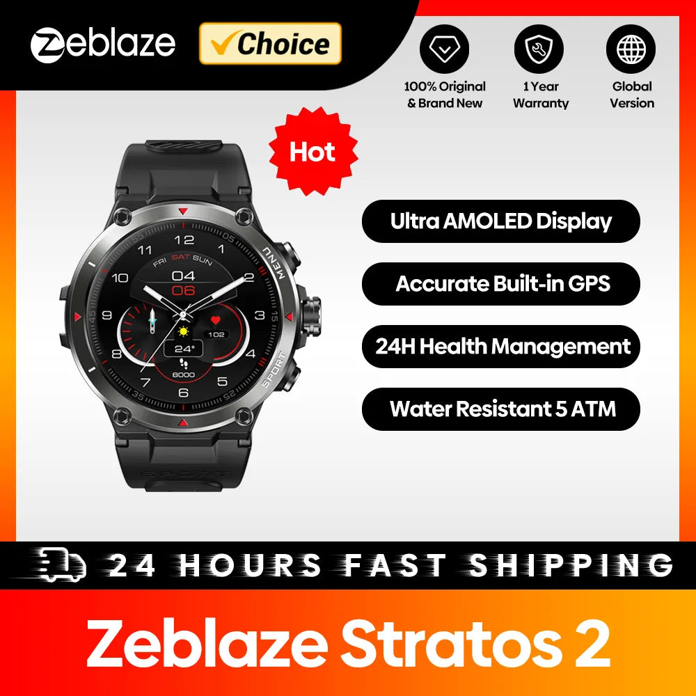 Zeblaze Stratos 2 GPS Smart Watch : Advanced Health Monitoring for Men  computerlum.com   