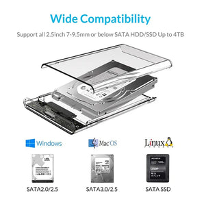External HDD Enclosure: Plug & Play 2.5" SSD Case, USB 3.0, UASP Support  computerlum.com   