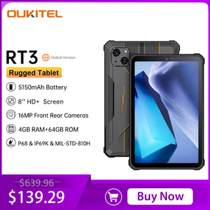 Oukitel RT3 Mini Rugged Tablet 8 Inch HD+ 5150 mAh 4GB+64GB Android 12 Tablets Mtk Helio P22 16MP Camera Pad  ComputerLum.com   