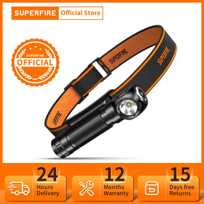 SUPERFIRE TH04 LED Headlamp: Rechargeable Headlight with Magnet Tail  computerlum.com   