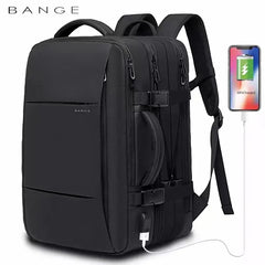 BANGE Stylish USB Business Backpack: Expandable & Waterproof
