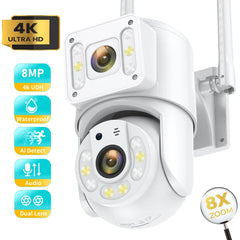 8MP Dual Lens Outdoor Security Camera: Advanced Human Detection & Night Vision