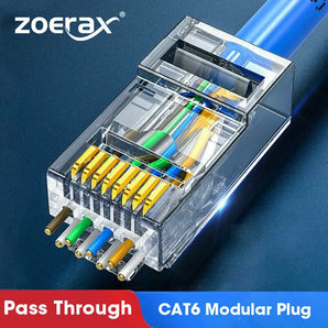 ZoeRax RJ45 Pass Through Connectors: Effortless Custom Ethernet Cables  computerlum.com   