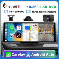 Podofo Rearview Dash Cam Carplay: Advanced Safety & Connectivity