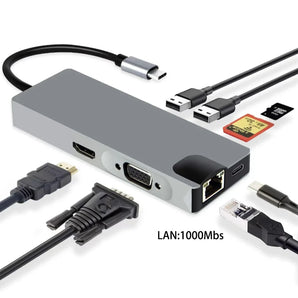 USB C HDMI Thunderbolt Dock: Ultimate 8-in-1 Connectivity Hub  computerlum.com 8in1 RJ45 VGA  