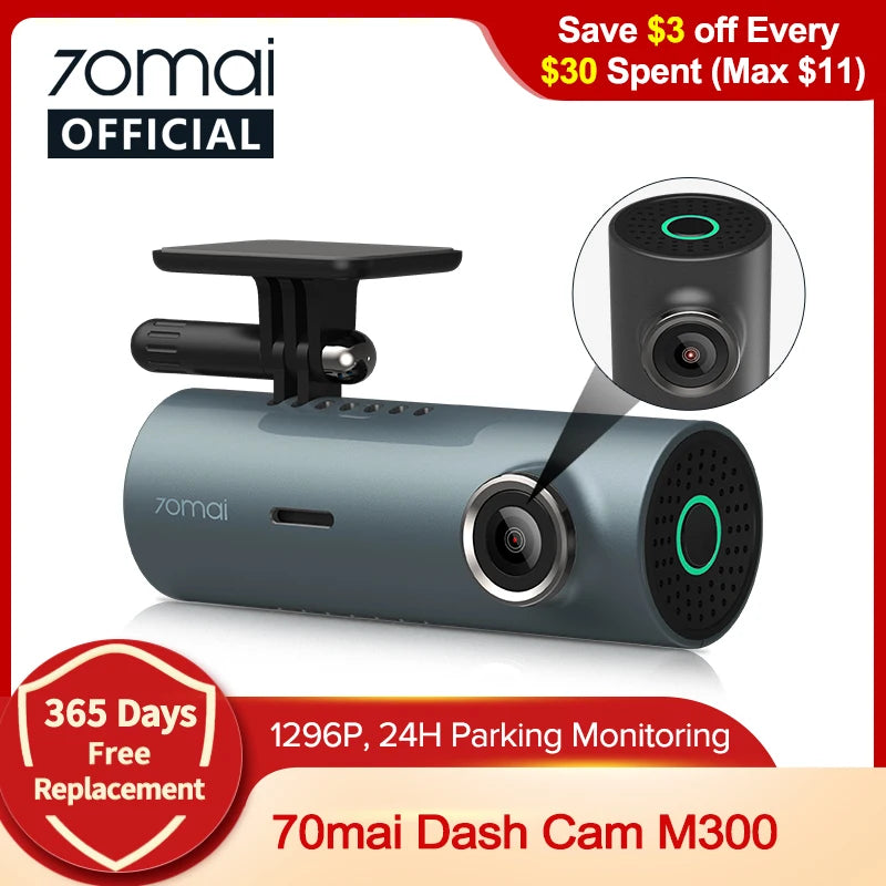 70mai Dash Cam M300 Car DVR 140° FOV 1296P Night Vision Recorder: Enhanced Safety  computerlum.com   