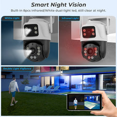 Advanced Night Vision PTZ Surveillance Camera with Dual Lens & Auto Tracking