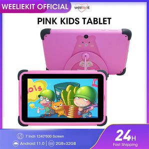 Dropshipping 7'' Kids Tablets for Chidren Android 11 1024*600 HD Ouad Core Dual Wifi 2GB 32GB Educational Tablet for Kids Gift  ComputerLum.com   