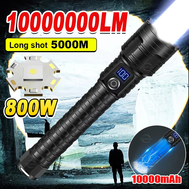10000mAh High Power LED Flashlights Type-C Rechargeable LED Torch: Long Range Illumination  computerlum.com   