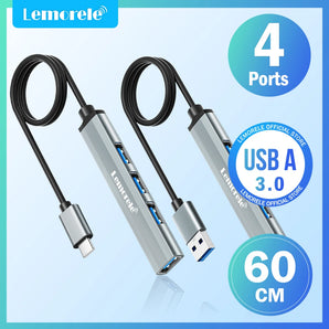 Lemorele USB Hub: High-Speed 4 Port Splitter for Lenovo Macbook  computerlum.com   