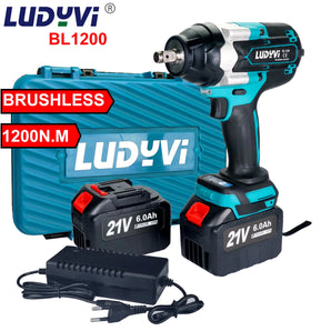 1200N.M  1/2" Cordless Electric Wrench Brushless Motor 21V Lithium Battery Impact Wrench, For Screw Removal and Auto Repair
