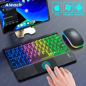 Bluetooth Touchpad Keyboard: RGB Backlit for Xiaomi Pad SEO: Rainbow Gradient LED Light, 7 Colors, 2 Light Modes, Long Battery Life  computerlum.com   