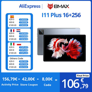 BMAX MaxPad I11 Plus 16GB(8GB RAM+8GB Expansion) 256GB ROM 10.4 Inch Octa Core T606 Soc Android 13 Dual Wifi 4G Lte tablet SIM  ComputerLum.com   