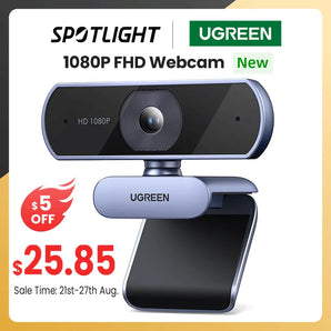 UGREEN HD Webcam with Dual Microphones: Clear 1080P Video, Wide View Angle  computerlum.com   