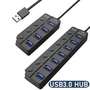 USB Hub Splitter: Expandable Multi-Port Adapter with Switches  computerlum.com   