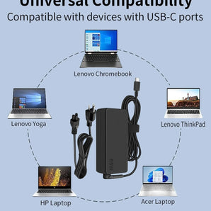 Reletech USB C Laptop Charger: Fast Charging & Wide Compatibility  computerlum.com   