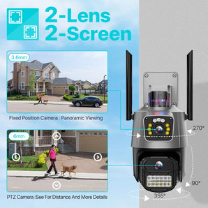 Outdoor Dual-Lens Wifi Surveillance Camera: Enhanced AI Tracking & Night Vision  computerlum.com   