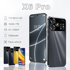 Original X6 Pro Smartphone 7.3inch Global Version 16G+1TB Snapdragon 8 gen3 Android14 50+108MP 4G/5G Cellphone Mobile Phone NFC  ComputerLum.com   