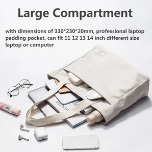 Canvas Laptop Tote Bag: Stylish & Shockproof Carry-All  computerlum.com   