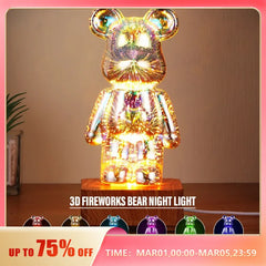 Bear Firework Night Light Projector: Colorful Ambient Lighting & Fun Effects