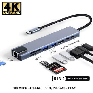 8-in-1 Type C Hub: 4K HDMI Adapter with Fast Charge  computerlum.com   