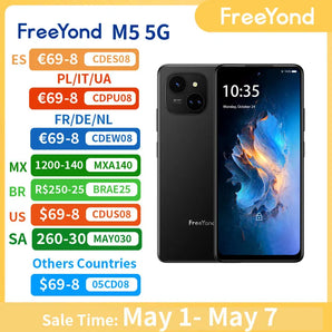 FreeYond M5 5G 6.78" FHD+ 120Hz Screen Dimensity 6020 50MP 256GB ROM 16GB RAM (8GB Extended RAM)  NFC Android 13 Triple Slots  ComputerLum.com   