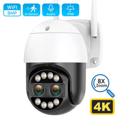 8MP WiFi Security Camera: Advanced Dual-Lens Night Vision & AI Detection