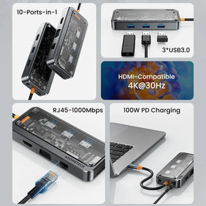 ASOMETECH USB-C Dock: Versatile 10-in-1 Hub for MacBook Connectivity  computerlum.com   