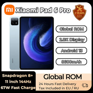 Xiaomi Mi Pad 6 PRO Global Rom Tablet Snapdragon 8+ 11 Inch 144Hz 2.8K Display 8600mAh 67W Fast Charger Android 13 MIUI 14 2023  ComputerLum.com   