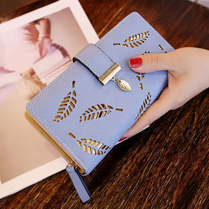 Leaves Long Wallet: Stylish PU Leather Coin Holder for Women  computerlum.com   