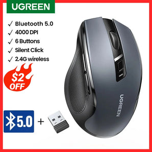 UGREEN Bluetooth Wireless Mouse: Silent Ergonomic 4000DPI for MacBook  computerlum.com   
